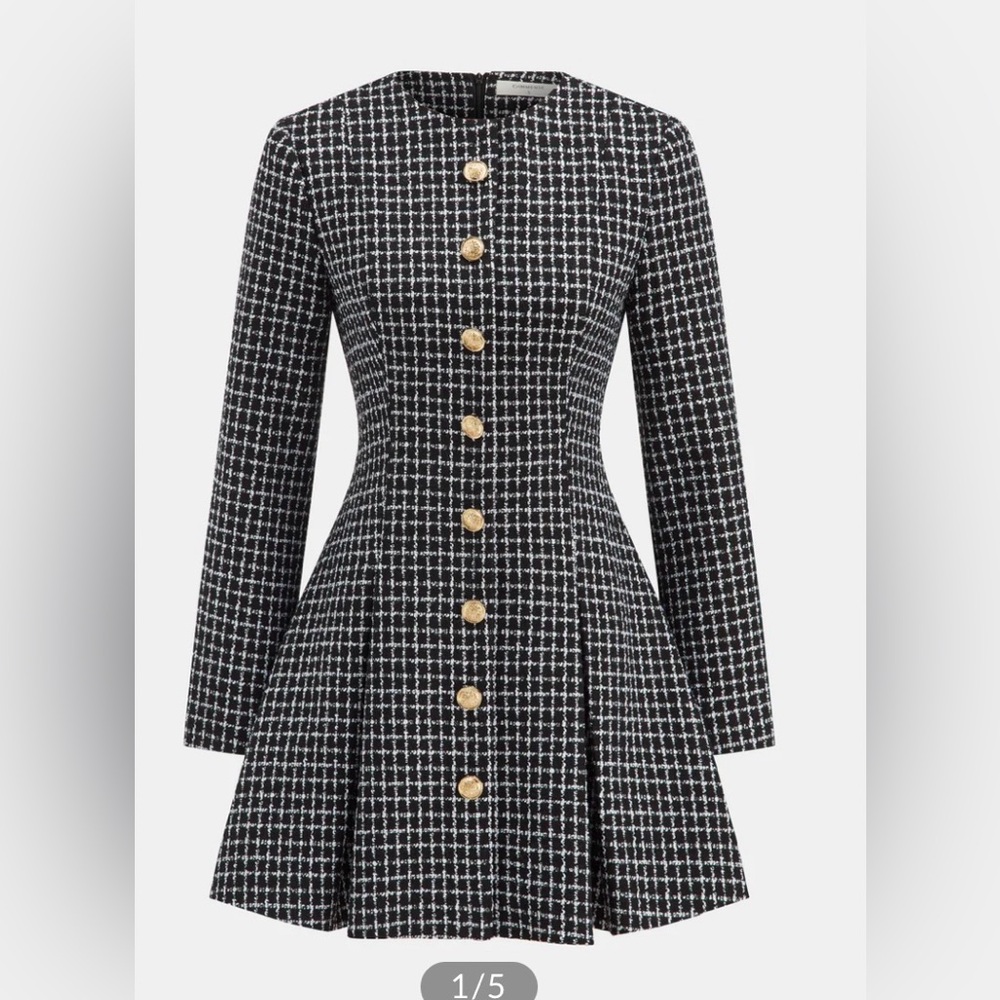 Commense plaid metal button a-line mini dress - Picture 2 of 9